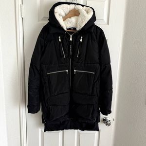 BAGATELLE Sport Women’s Faux Shearling Lined Utility Black Puffer Jacket Coat